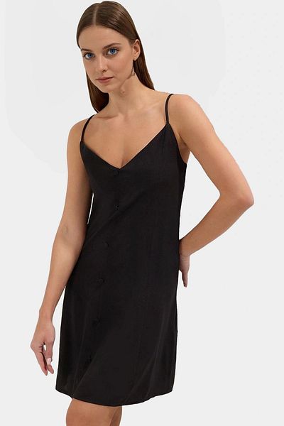 PayBuy Stylish V-Neck Button Mini Dress Viscose Fabric Casual Style Carefully Selected Perfect Fit Long-Lasting