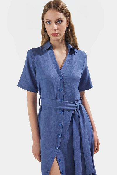 PayBuy Summer Short Sleeve Shirt Dress 100% Polyester Aerobin Woven Comfortable and Stylish High Quality