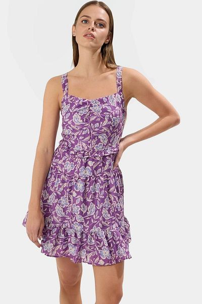 PayBuy Summer Floral A-Line Mini Dress 100% Polyester Woven Fabric Distinctive Material Trend Design