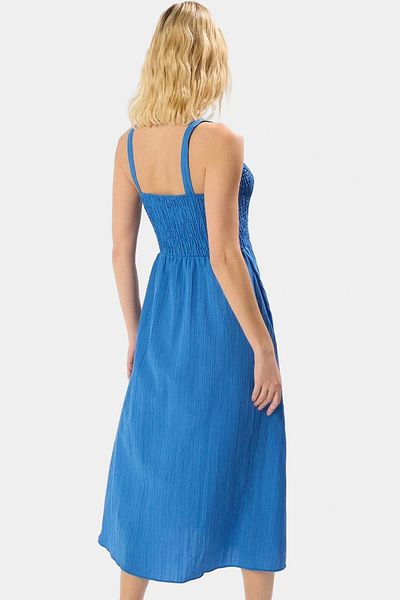 PayBuy Stylish V Neck Midi Dress 97% Polyester Crinkle Woven Comfortable Summer Casual High Quality and