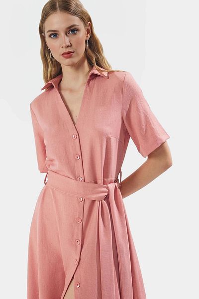 PayBuy Summer Short Sleeve Shirt Dress 100% Polyester Aerobin Woven Comfortable and Stylish High Quality