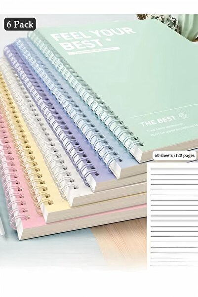 Generic 6-pack Spiral Notebook, Lined Diary, A5 Notebook For Studying And Taking Notes