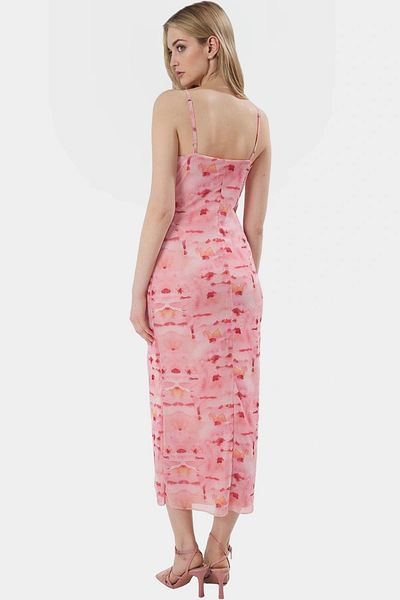 PayBuy Maxi Dress Knitted Tulle Fabric V-Neck Stylish Professional Look with Applique Detail Durable Material