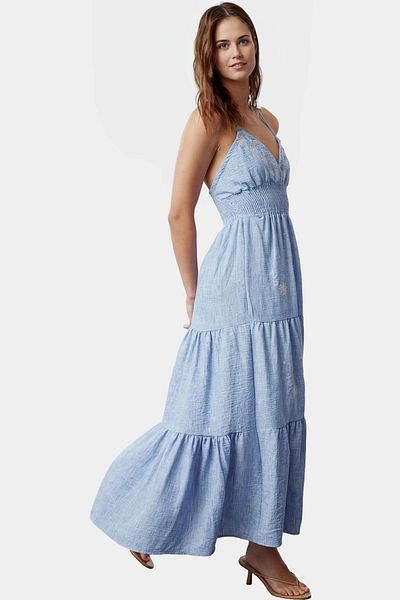 PayBuy Summer Floral Pattern Midi Length Suspender Woven Dress Comfortable Casual Style Use