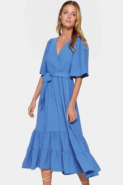 PayBuy Women's Midi Length Aerobin Woven Dress Belted V Neck Design Quality Craftsmanship