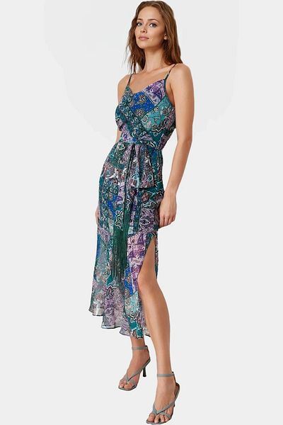 PayBuy Maxi Chiffon Dress Ethnic Pattern a Line Cut Belted Professional Appearance Distinguished Material