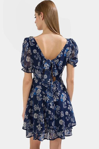 PayBuy Chiffon Mini Dress Balloon Sleeve Square Collar Summer Woven Long-Lasting Zarifane Design Stylish Appearance