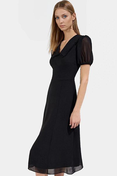 PayBuy Chiffon A-Line Midi Dress Baby Collar Short Sleeve Summer Casual Perfect Fit Carefully Selected
