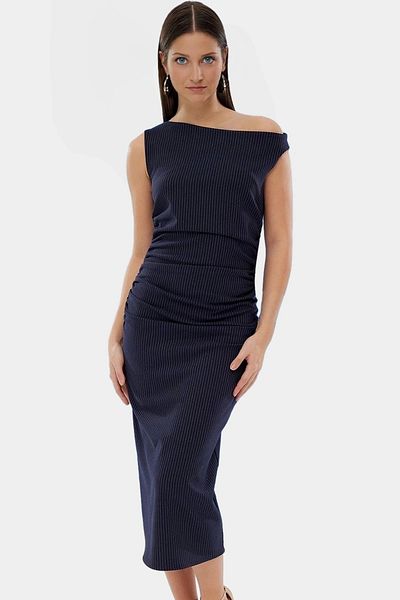 PayBuy Stylish Striped Midi Dress Summer Body-Hugging Woven Fabric Durable Material Premium Quality