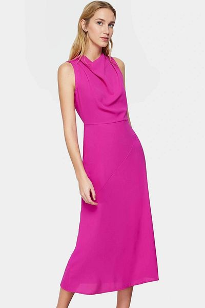 PayBuy Summer a Line Midi Woven Dress Degaje Collar Design Quality Craftsmanship High Quality Carefully Selected