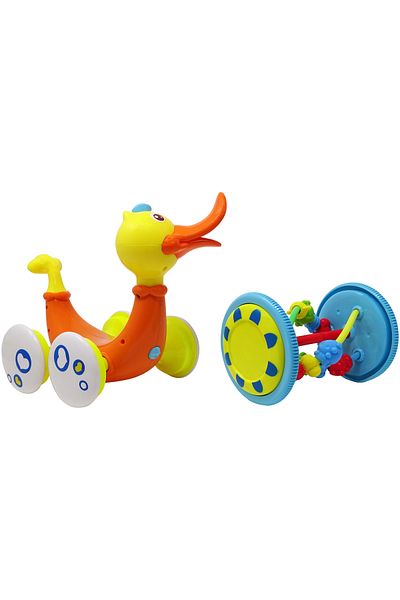 Salamandra Jucarie interactiva 2 in 1 Ratusca muzical cu zornaitoare detasabila cu Lumini si Sunete, Portocaliu