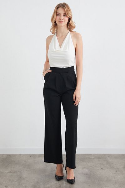 Fulla Moda Velcro Zippered Palazzo Fabric Trousers