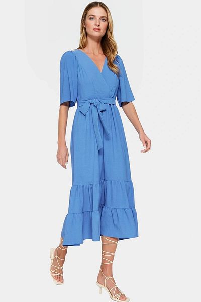 PayBuy Women's Midi Length Aerobin Woven Dress Belted V Neck Design Quality Craftsmanship