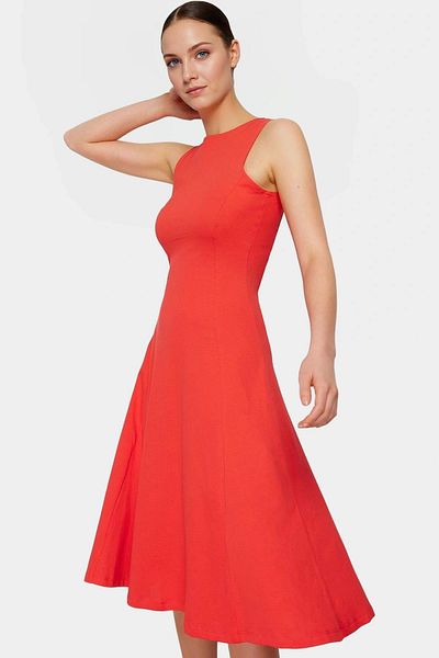 PayBuy Women's Cotton Skater Midi Dress Summer Comfortable Casual Style Stylish Appearance Distinguished Material