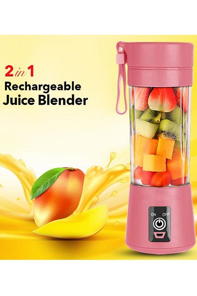 MACON Portable Rechargeable 4B Juice Blender with 4 Stainless Steel Blade - Pink
