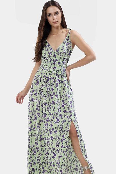 PayBuy Maxi Leopard Patterned a Line Viscose Dress Slit Detail Casual Elegance Distinguished Material