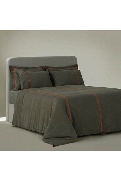Ecocotton Hazar Double Duvet Cover Set 100% Organic Cotton Satin Piece Paint Green 200x220 Cm