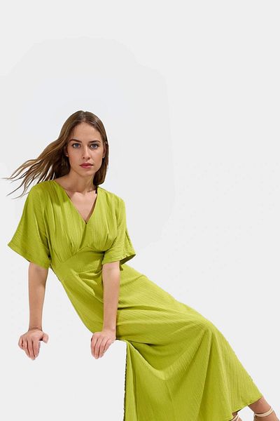 PayBuy Maxi a Line V Neck Short Sleeve Woven Dress Casual Daily Summer High Quality Trend Design