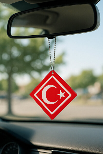 Happynesso Araba Ayna Dikiz Aynası Süsü Çift Taraflı TÜRK Bayrağı Hediyelik