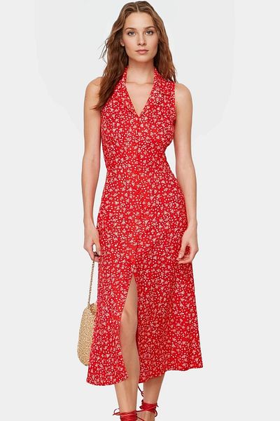 PayBuy Viscose Midi Length Floral Pattern Shirt Dress Summer Casual Design High Quality Professional Look