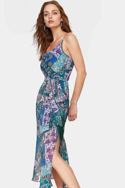 PayBuy Maxi Chiffon Dress Ethnic Pattern a Line Cut Belted Professional Appearance Distinguished Material