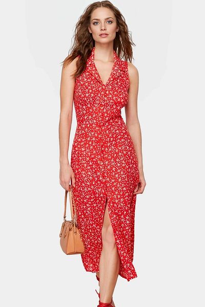 PayBuy Viscose Midi Length Floral Pattern Shirt Dress Summer Casual Design High Quality Professional Look