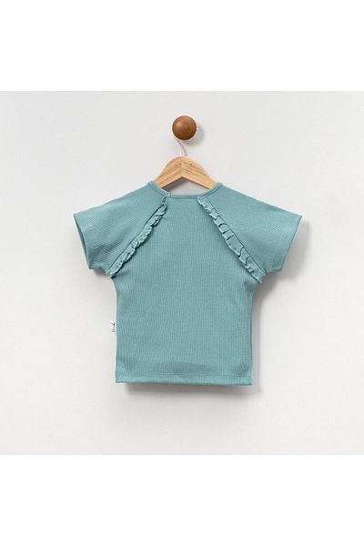 Overdo Tricou pentru fetiță cu mânecă scurtă cu volane