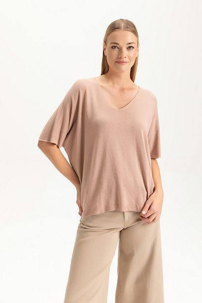 Glocal Hanorac elegant cu guler tricotaj