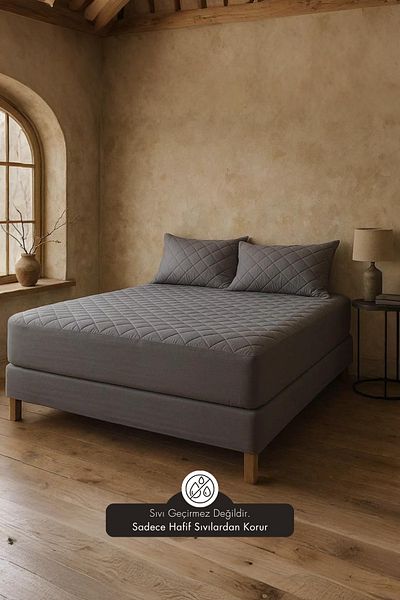 Nart Home Sada matrací a polštářů Bavlněný prošívaný chránič matrace Full Edge Šedý