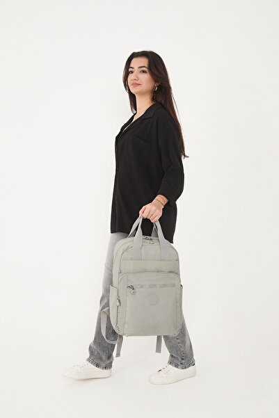 Sanmorris Rucsac unisex, rezistent la apă, de mărime medie, cu mai multe compartimente, gri deschis pentru laptop și rucsac de călătorie