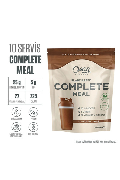 Clean Powders Bitkisel Öğün Tozu (PLANT BASED COMPLETE MEAL) 600 gr - Çikolata