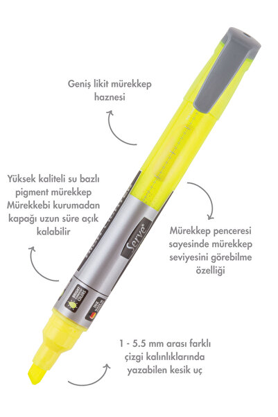 Serve Likit Fosforlu Kalem - Fosforlu Renkler - 6lı Set