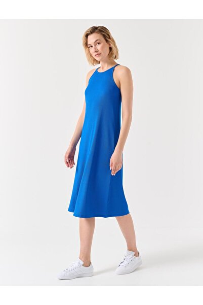 Jimmy Key Σκούρο μπλε Loose-Cut Crew λαιμόκοψη Basic αμάνικο φόρεμα