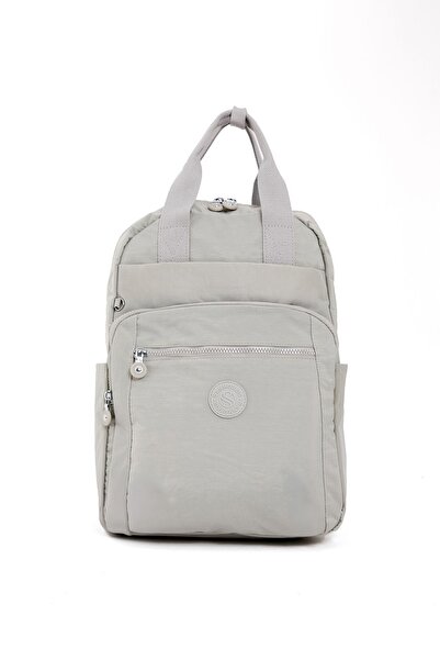 Sanmorris Rucsac unisex, rezistent la apă, de mărime medie, cu mai multe compartimente, gri deschis pentru laptop și rucsac de călătorie