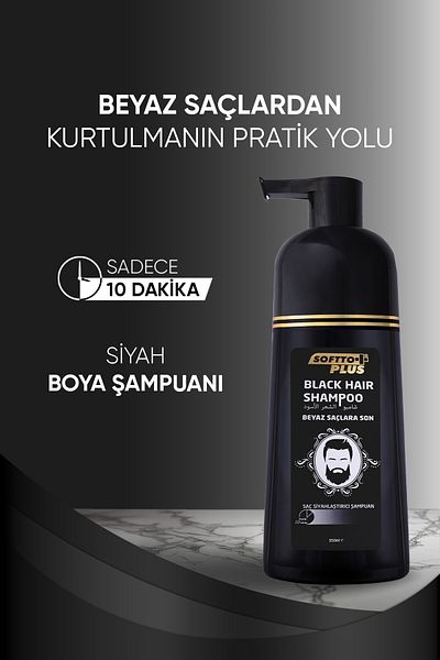 Softto Plus Σαμπουάν Softto+ Plus για μαύρα μαλλιά, καλύπτει τα λευκά και γκρίζα μαλλιά σε 10 λεπτά, για άνδρες, περιεκτικότητα σε 350 ml