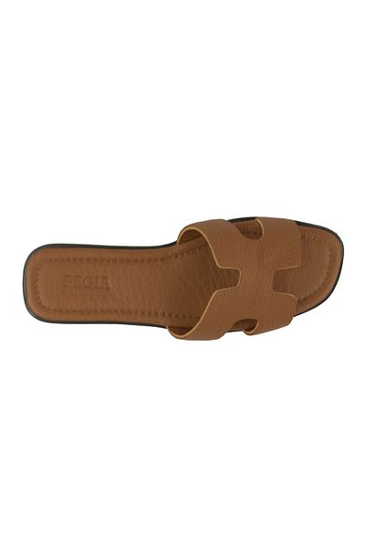 Pegia Γυναικείες δερμάτινες παντόφλες Vibe 215540