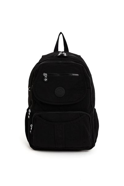 Sanmorris Unisex Αδιάβροχο Crinkle Ύφασμα πολλαπλών τμημάτων Μαύρο Laptop Σχολείο και σακίδιο πλάτης
