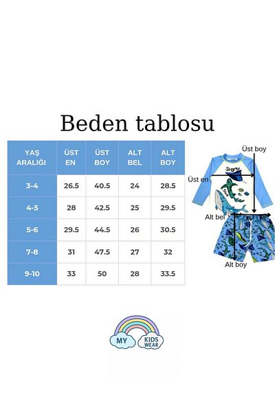 My Kids Wear Sun Protection Boned Character Patterned Swimsuit Suit with Swim Shorts