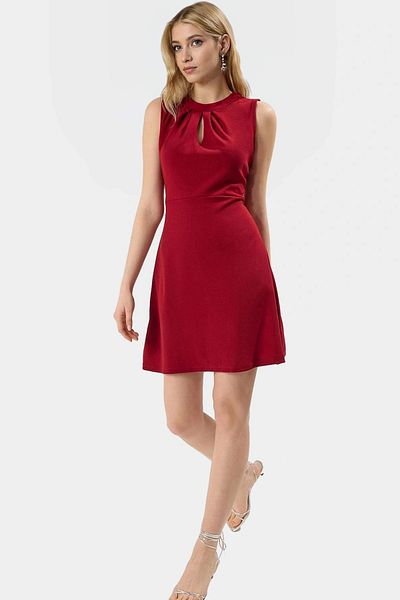 PayBuy Women's Mini a Line Crepe Dress Choker Collar Knitted Summer Long Lasting Carefully Selected Comfortable Use