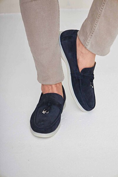 Pegia Мъжки мокасини с катарама от естествен велур 500910