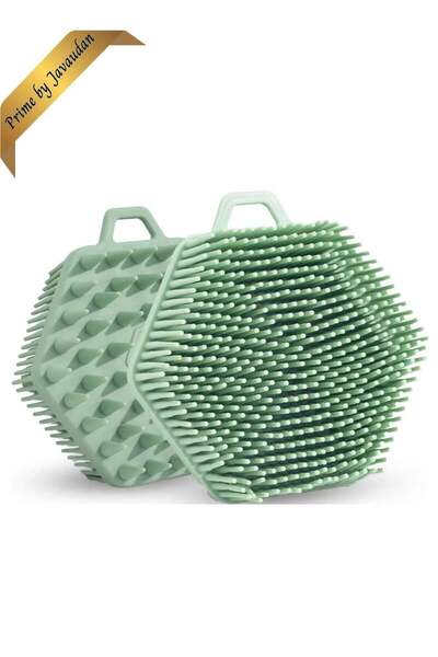 Prime by Javaudan فرشاة استحمام تقشير وفرشاة شامبو 2 في 1 من السيليكون لتقشير...