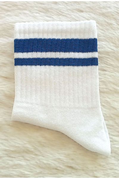 Esinti 3 Pairs Women's Men's Cotton Socks – College & Sneaker Compatible Unisex White Striped Socks