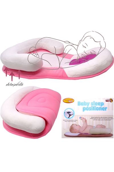 Salamandra Special Head Support Pillow for Babies and Newborns, Adjustable, White/Pink Salamandra Kids