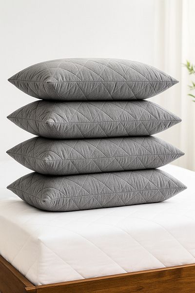 Nart Home Σετ μαξιλαριών μαξιλαριών βαμβακερό 4 τεμαχίων καπιτονέ προστατευτικό μαξιλαριού γκρι