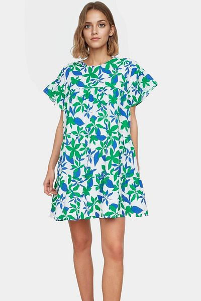 PayBuy Floral Pattern Mini Dress Comfortable Poplin Fabric Casual Style High Quality Stylish Appearance