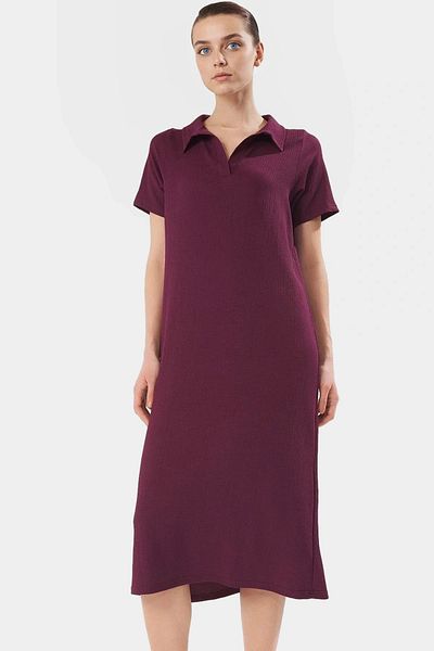 PayBuy Women's Knitted Short Sleeve Polo Neck Midi Dress Comfortable Summer Casual Style Durable Material