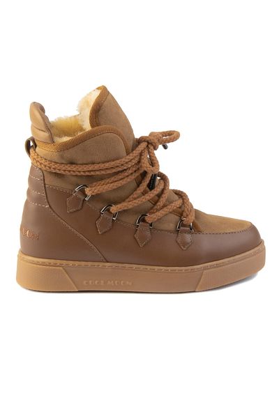 Cool Moon Γούνινες Suede Lace Up Γυναικείες Μπότες 365060