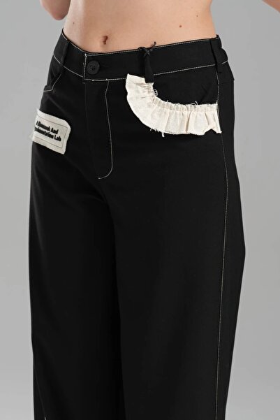 tw3 Dámské kalhoty s elastickým designem na zadním pásku z tkané látky