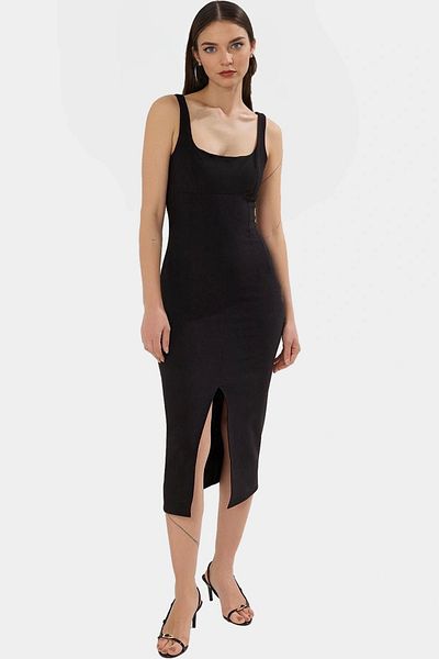 PayBuy Elegant Midi Length Sleeveless Woven Dress Body-Hugging 88% Polyester Summer Modern Style Comfortable Cut