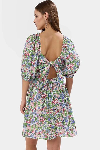 PayBuy Floral Pattern Mini Dress Lightweight Woven Polyester Summer Casual High Quality Trend Design